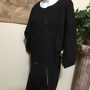 NOR, black sweater tunic dress, size 2, Round neckline, 3/4 sleeve